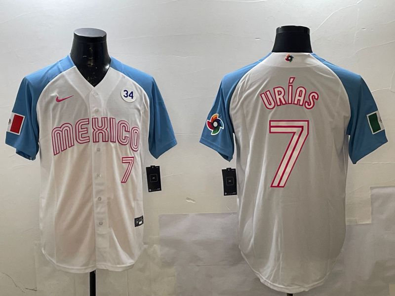 Men 2025 World Cub Mexico #7 Urias White Nike MLB Jersey style 4->chicago cubs->MLB Jersey